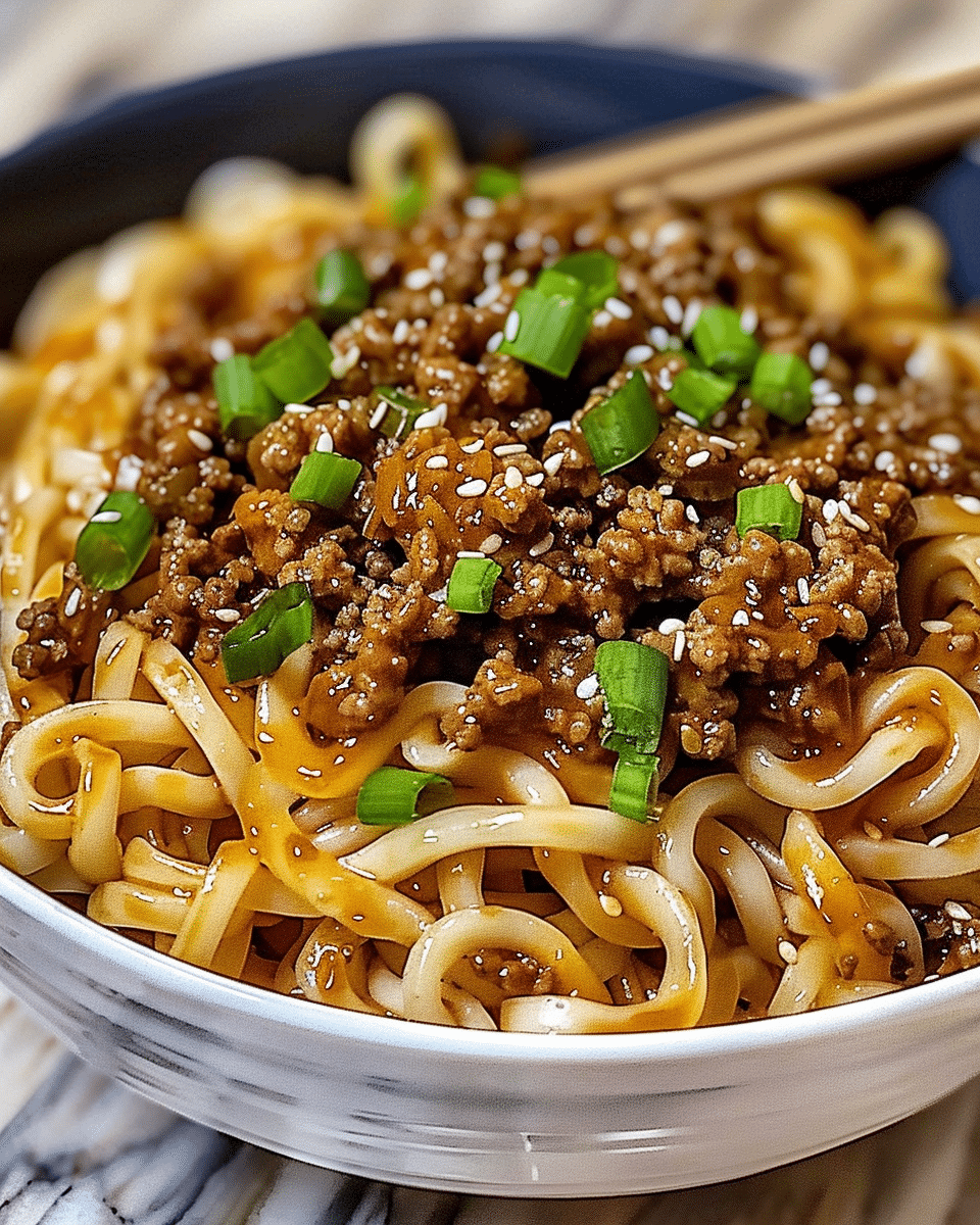 Mongolian Ground Beef Noodles Recipe