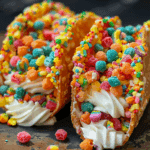 Fruity Pebbles Cheesecake Tacos