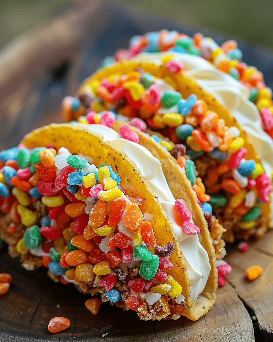 Fruity Pebbles Cheesecake Tacos