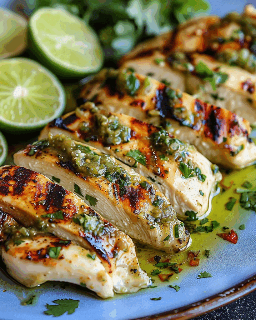 Grilled Salsa Verde Pepper Jack Chicken