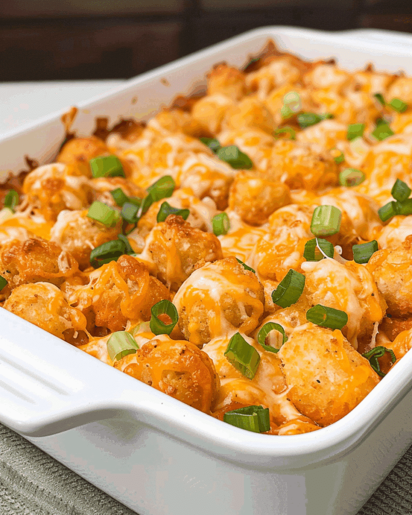 Buffalo Chicken Tater Tot Casserole