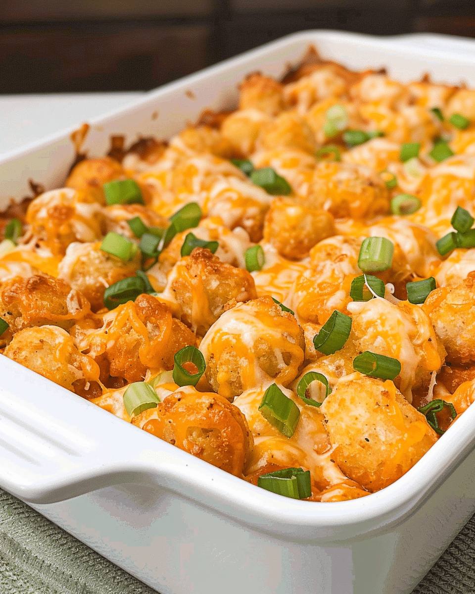 Buffalo Chicken Tater Tot Casserole