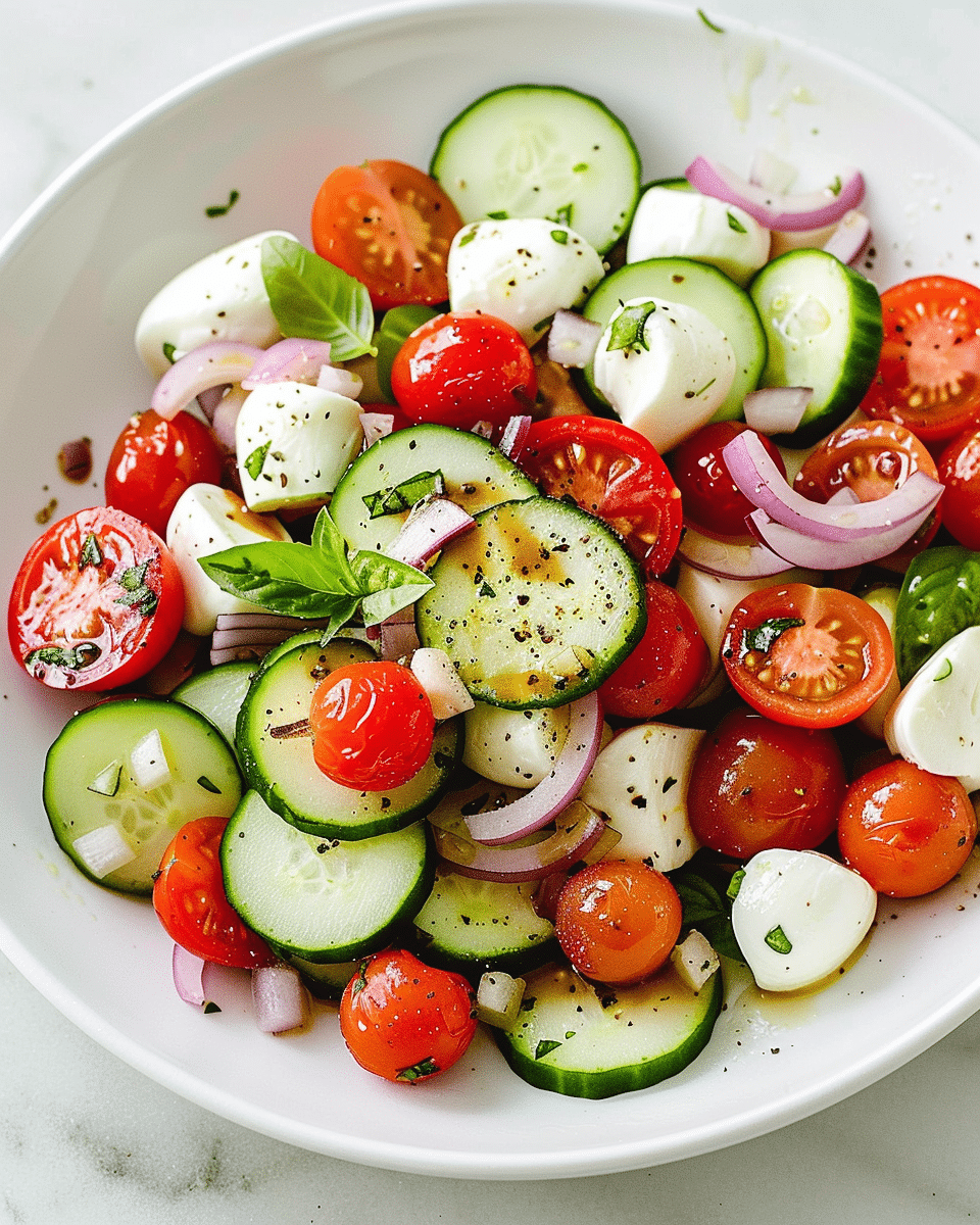 Fresh Cucumber Caprese Salad