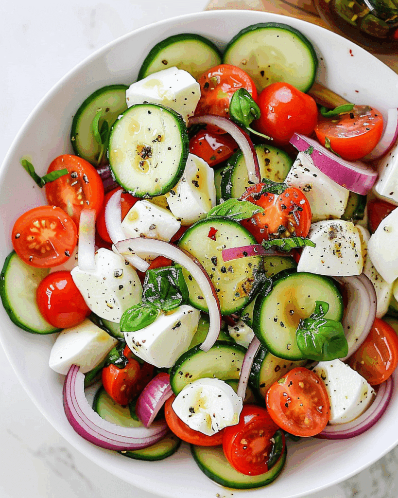 Fresh Cucumber Caprese Salad