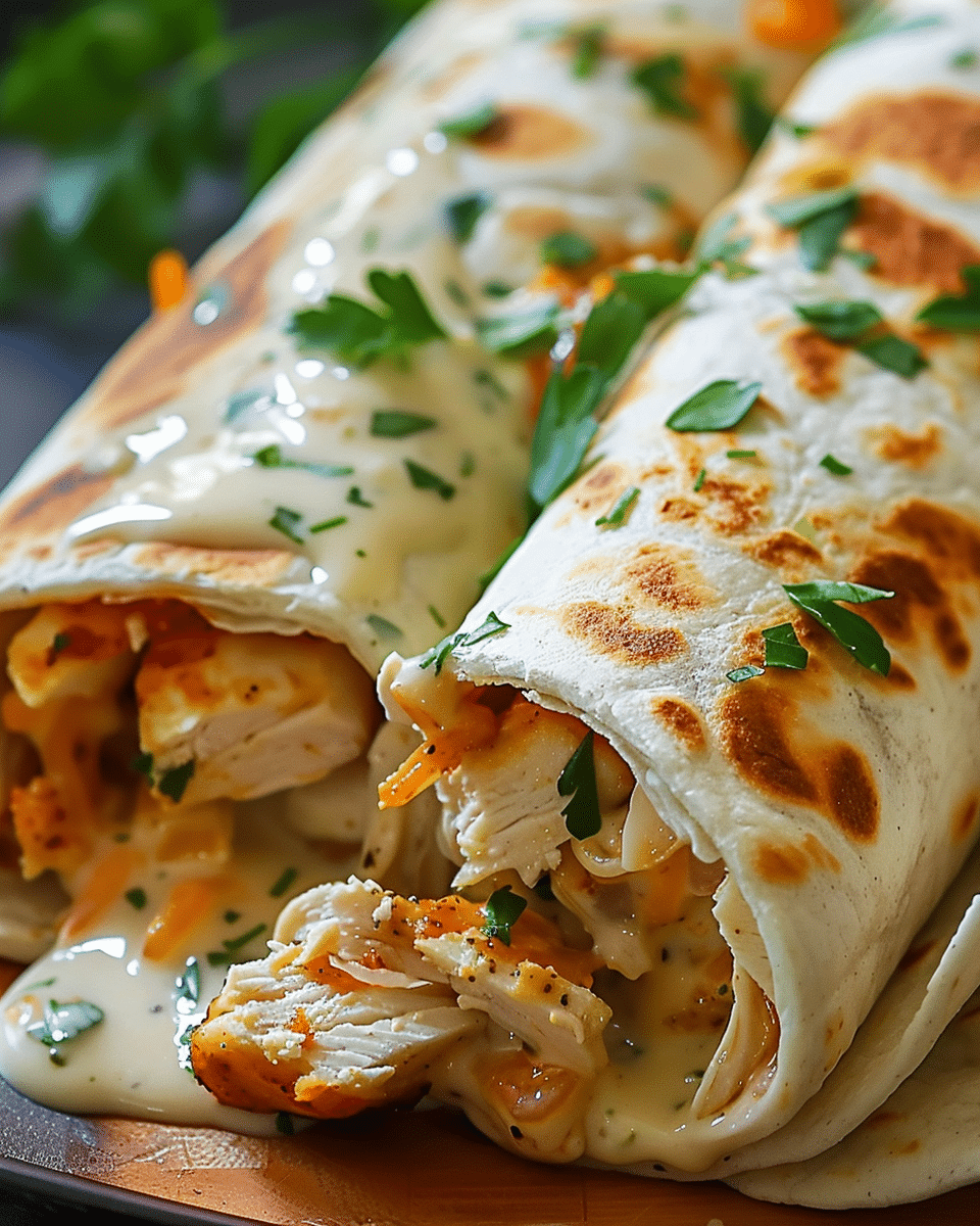 Cheesy Chicken Garlic Wraps