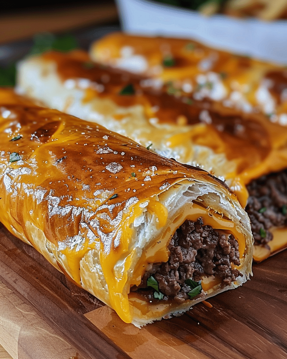 Easy Garlic Butter Beef Cheeseburger Rollups Recipe