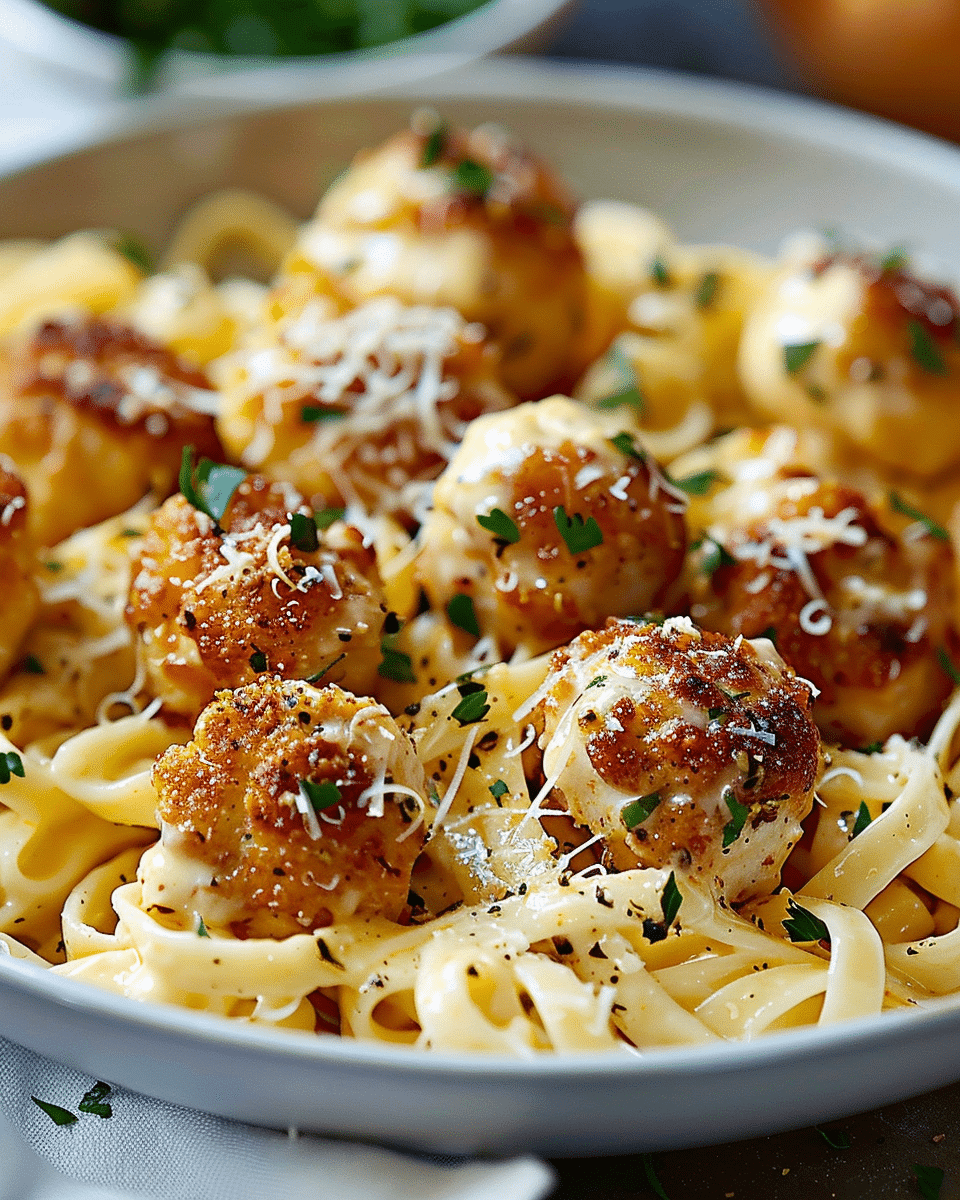Garlic Butter Chicken Bites with Creamy Parmesan Pasta Recipe