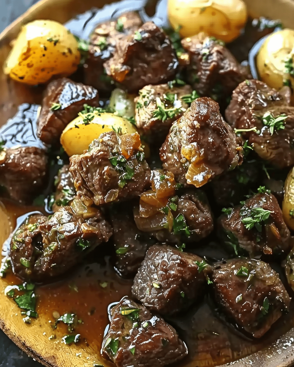 Garlic Butter Beef Bites with Potatoes
