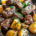 Garlic Butter Beef Bites with Potatoes