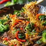 Garlic Beef Ramen Stir Fry