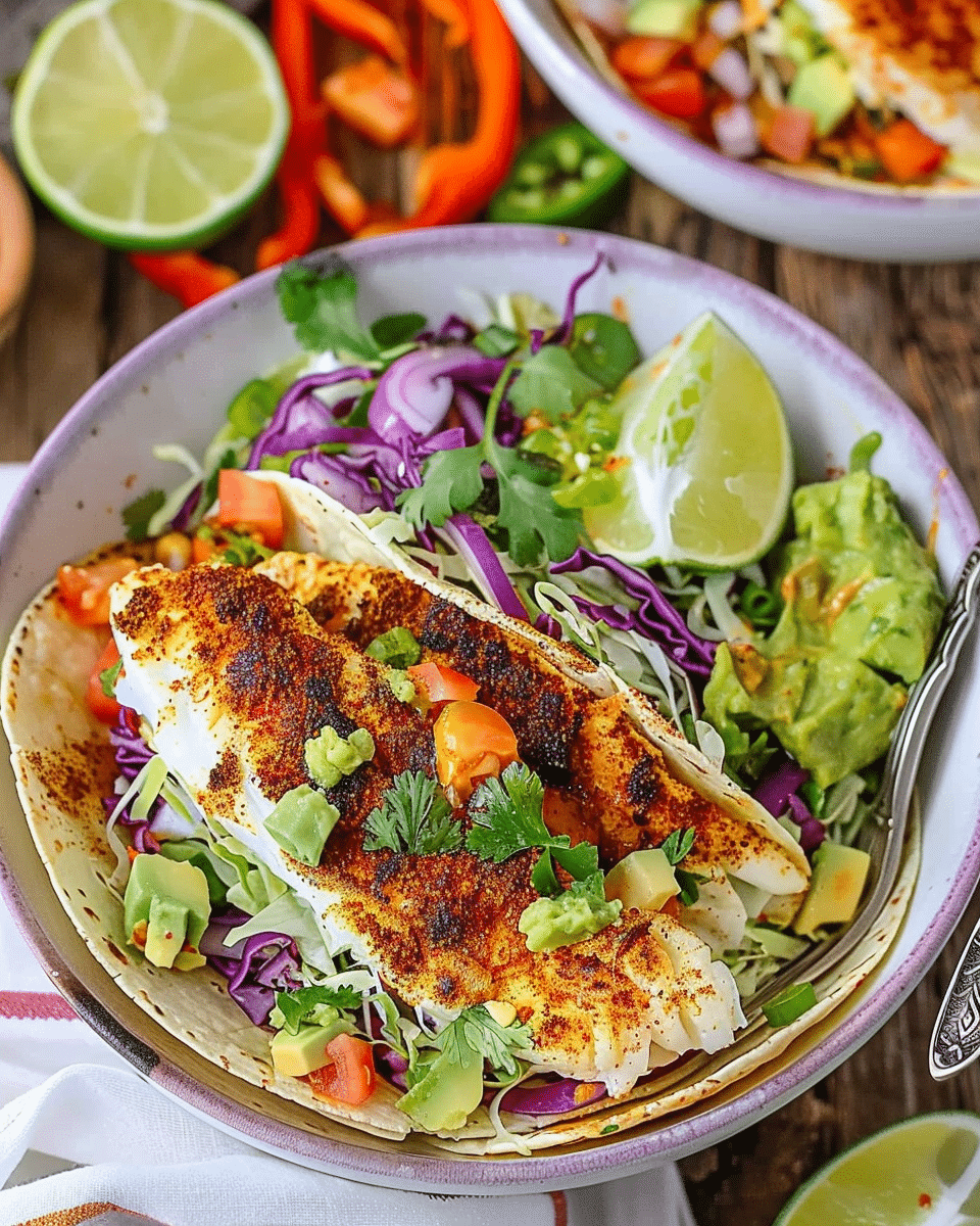 Blackened Fish Taco Bowls With Cilantro Lime Sauce