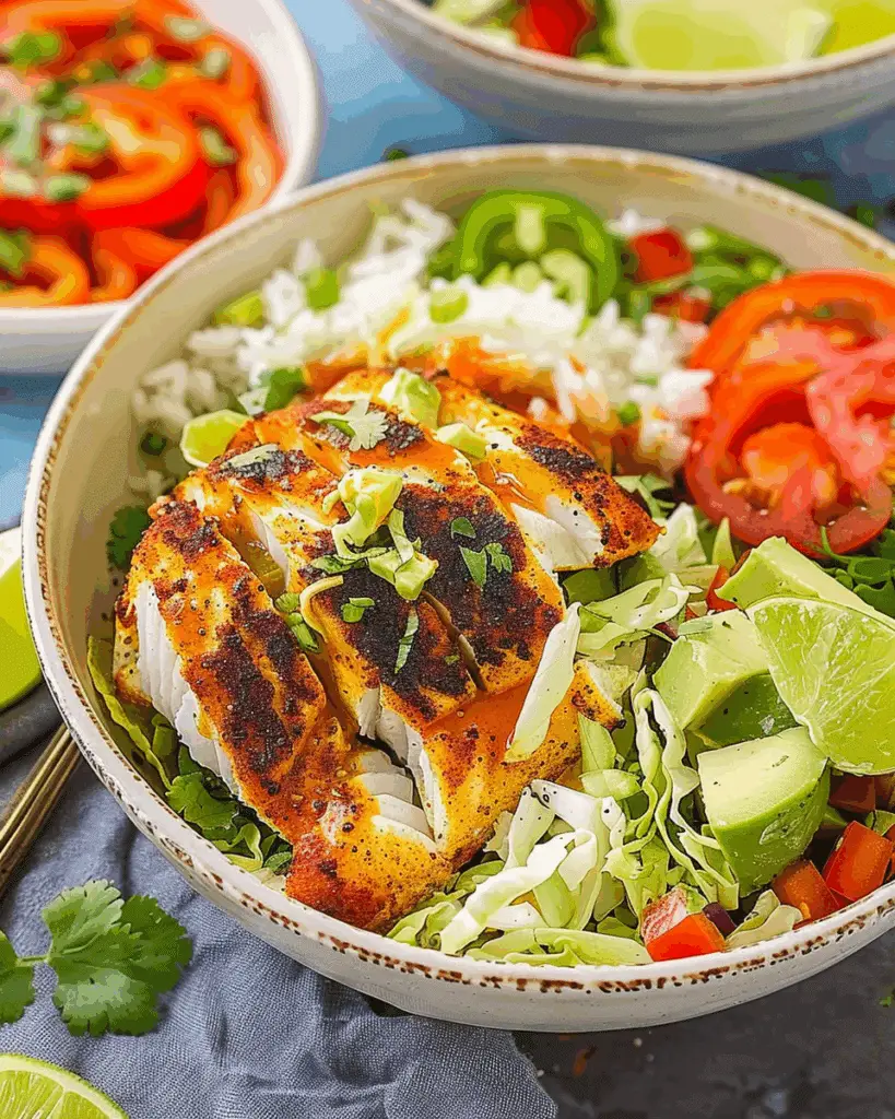 Blackened Fish Taco Bowls With Cilantro Lime Sauce