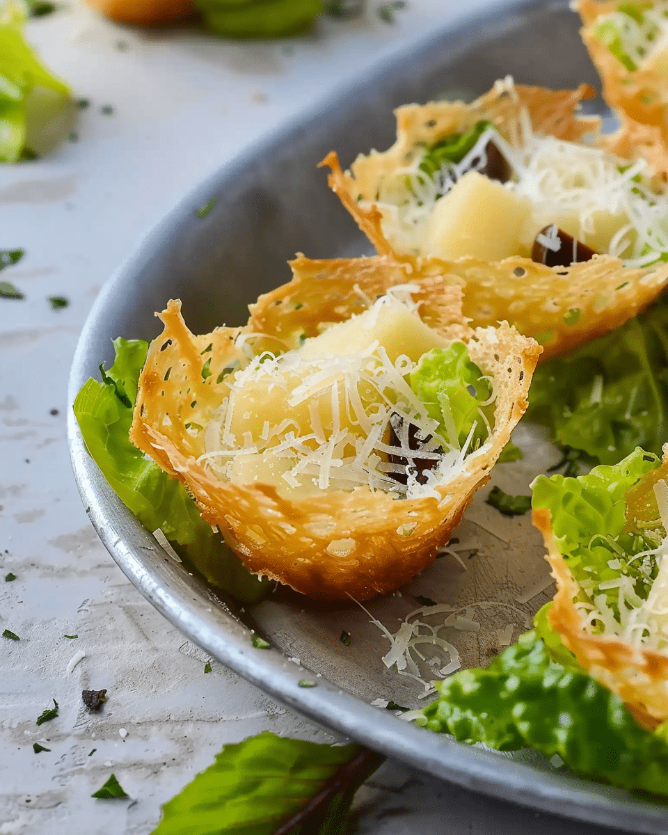 Mini Caesar Salad Parmesan Cheese Cups