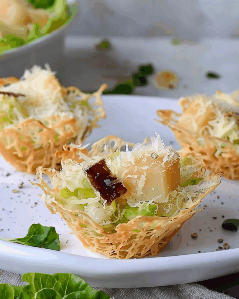 Mini Caesar Salad Parmesan Cheese Cups