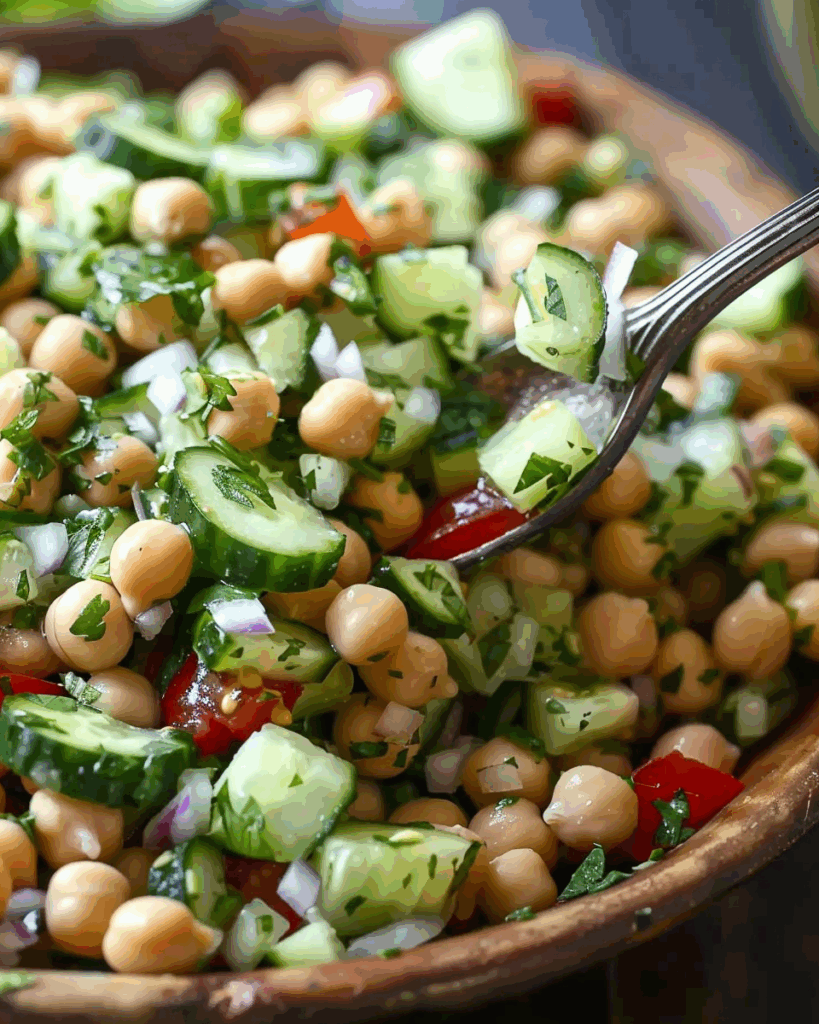 Easy Chickpea Cucumber Salad with Feta and Tomatoes