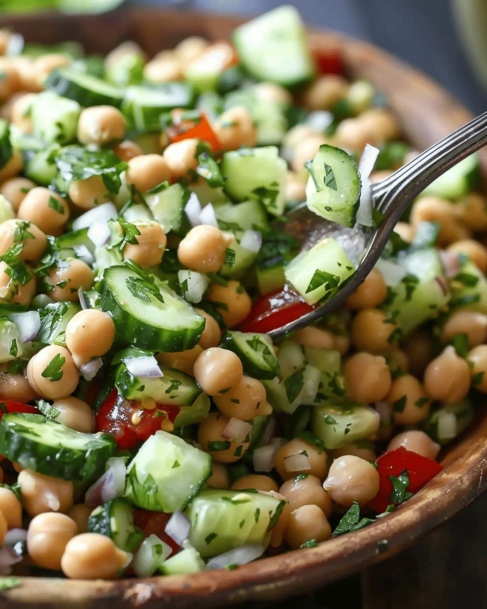 Easy Chickpea Cucumber Salad with Feta and Tomatoes