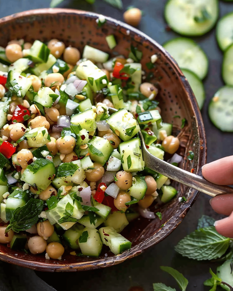Easy Chickpea Cucumber Salad with Feta and Tomatoes