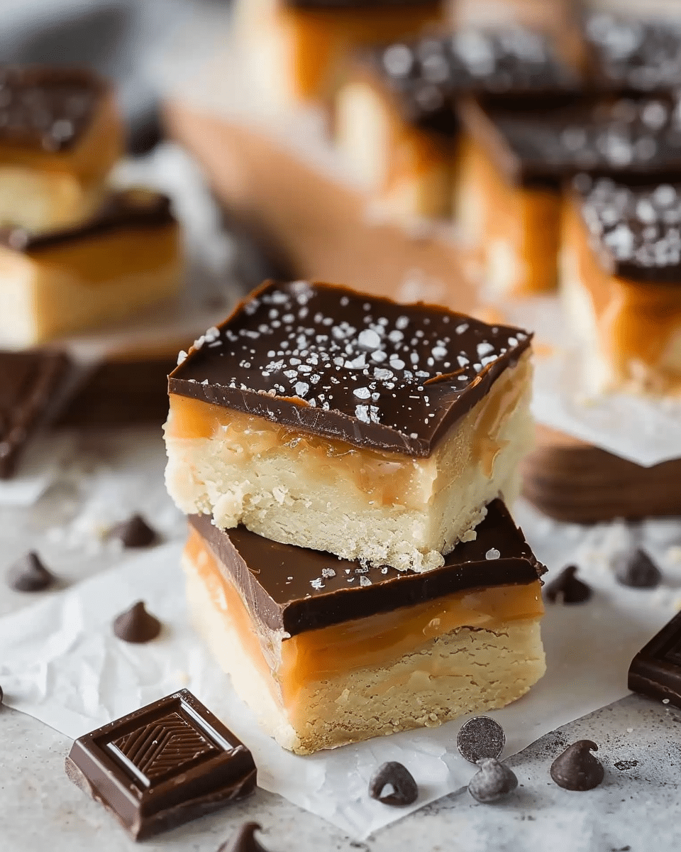 Chocolate Caramel Shortbread Bars (Millionaire Squares)