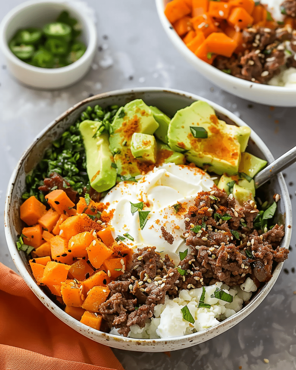 Viral Cottage Cheese Sweet Potato Beef Bowls