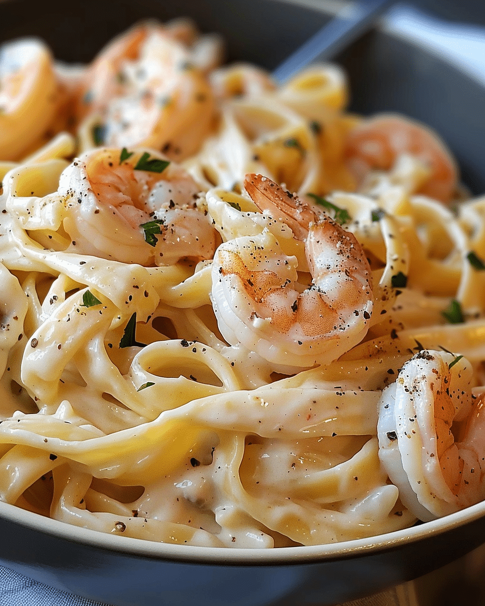 Creamy Shrimp Fettuccine Pasta with Homemade Alfredo Sauce