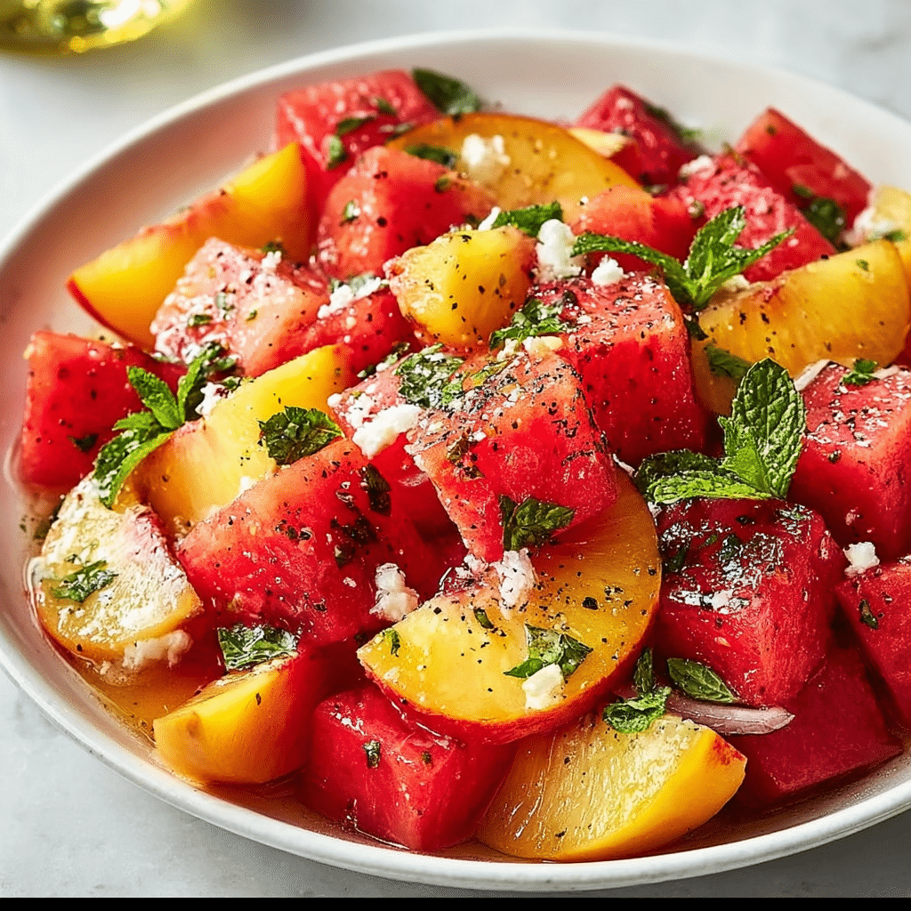 Easy Summer Peach Watermelon Salad