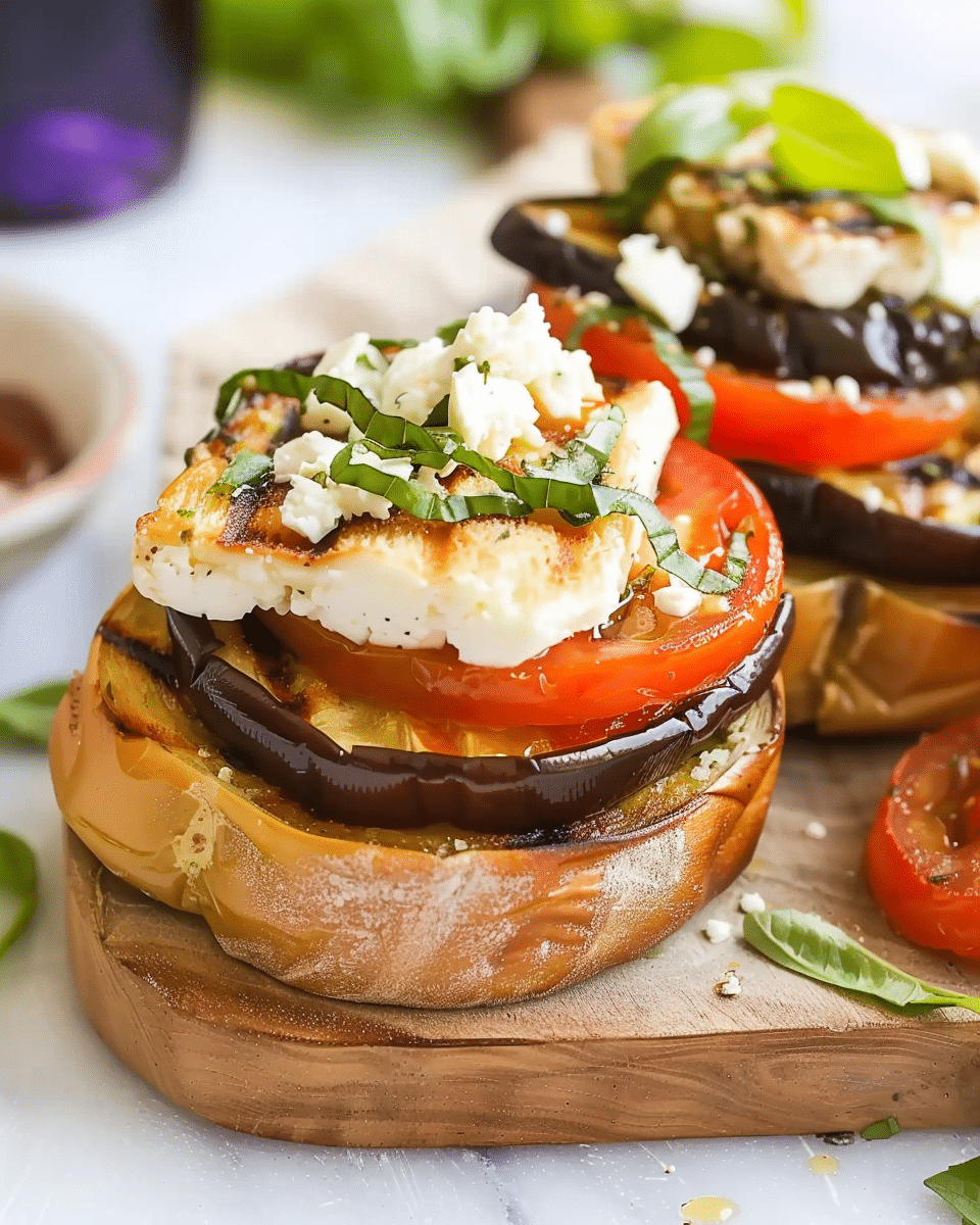 Grilled Eggplant Open Faced Sandwiches