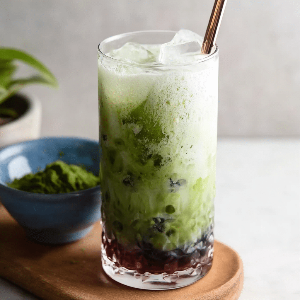 Iced Blueberry Matcha Latte