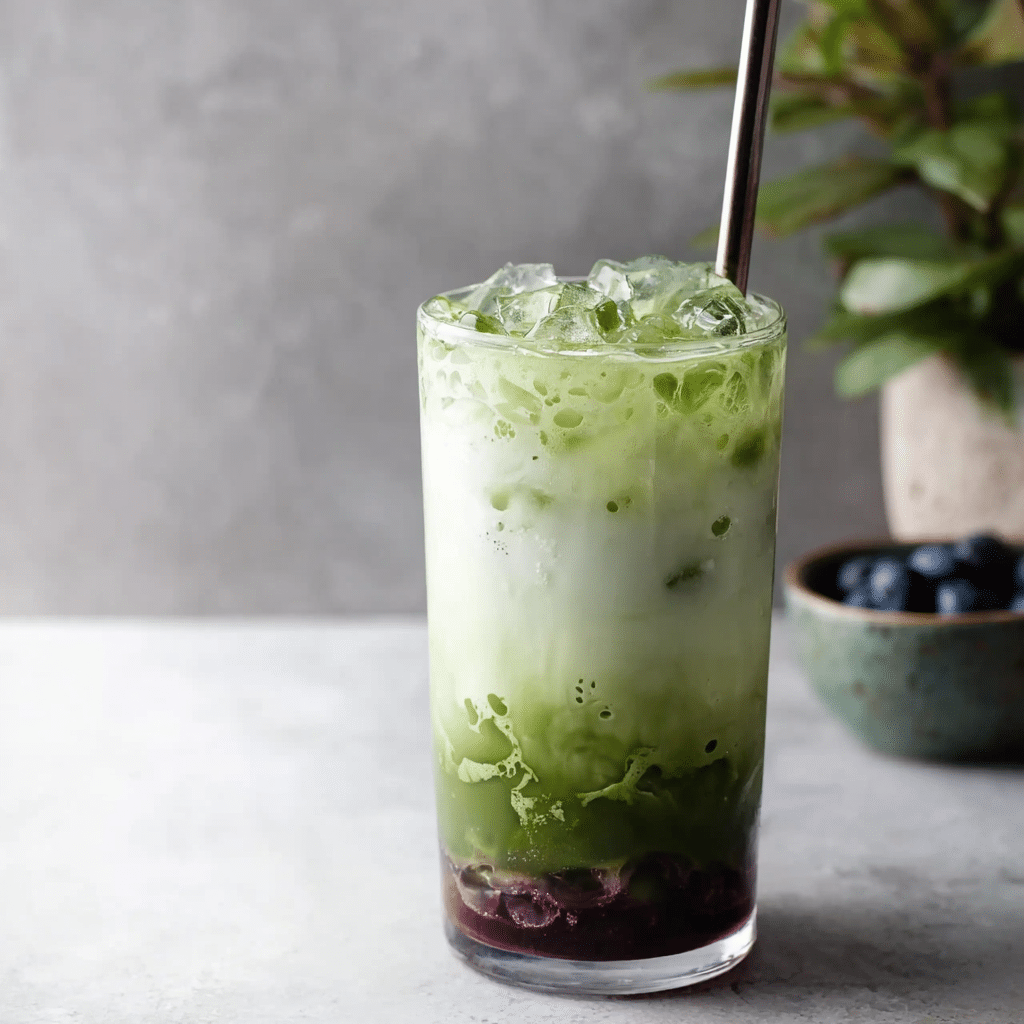 Iced Blueberry Matcha Latte