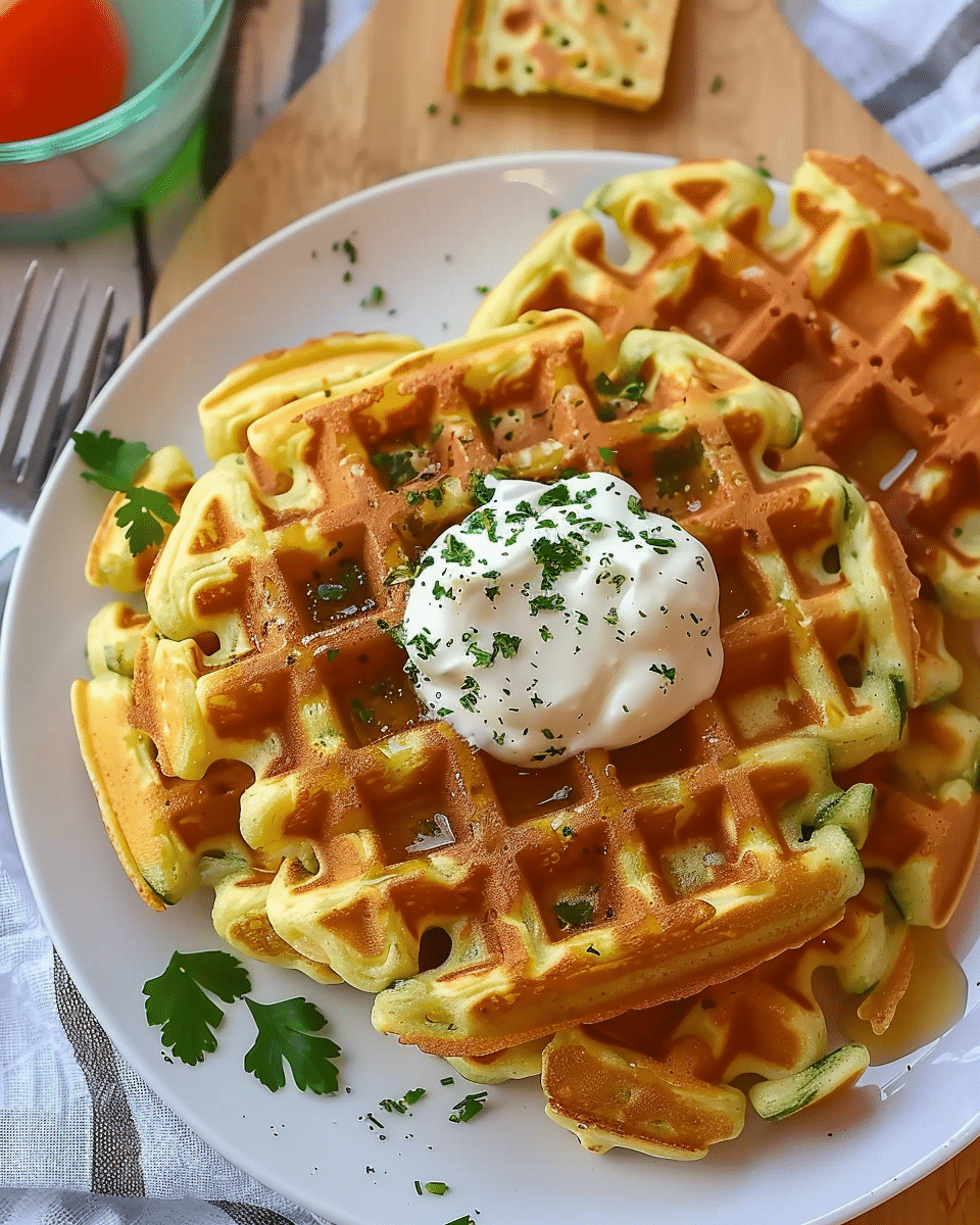 Keto Cheddar Zucchini Waffles
