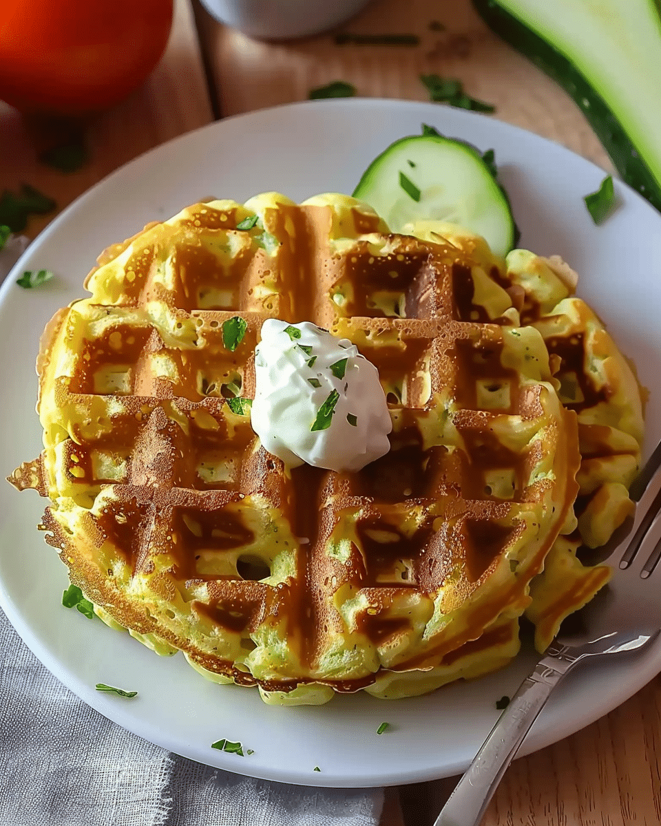 Keto Cheddar Zucchini Waffles