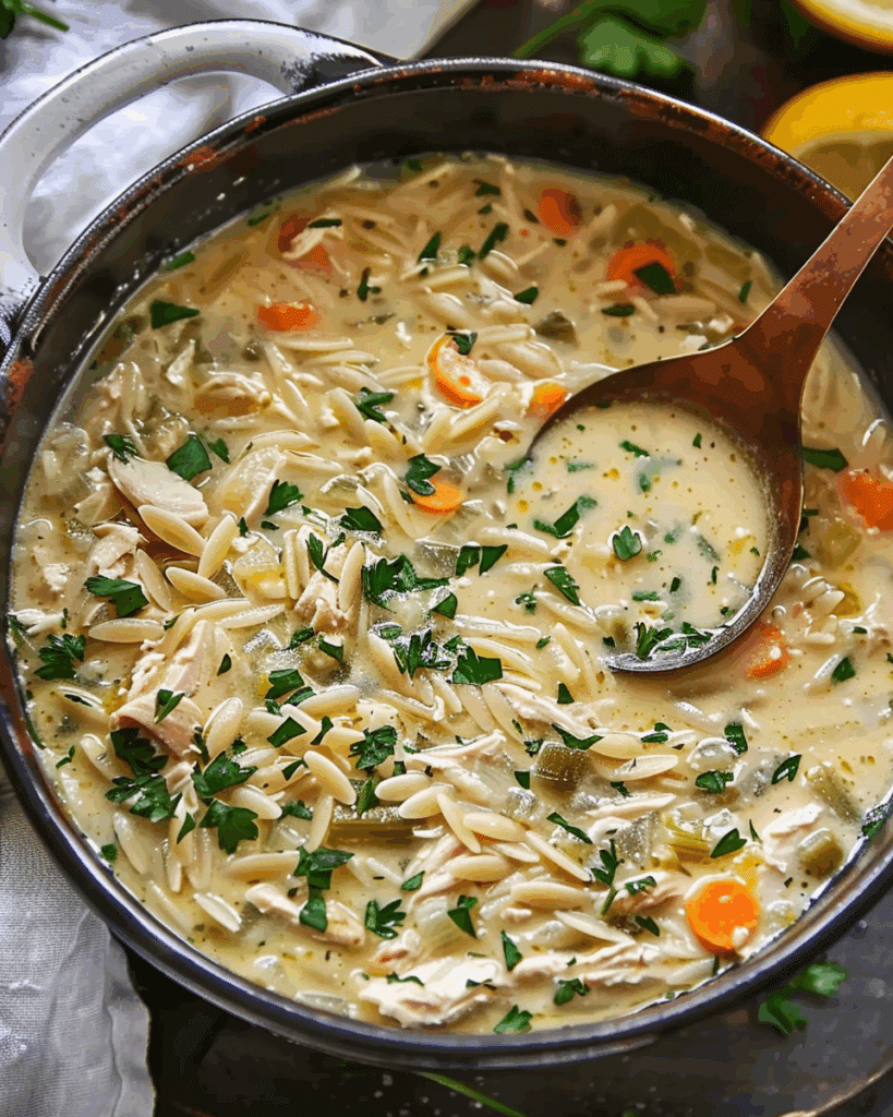 Creamy Lemon Chicken Orzo Soup
