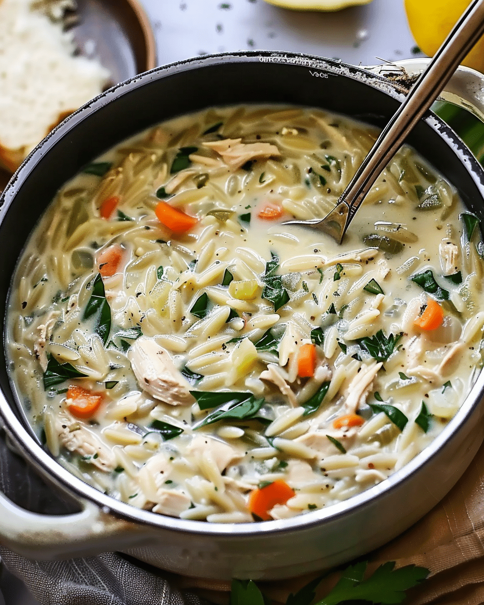 Creamy Lemon Chicken Orzo Soup