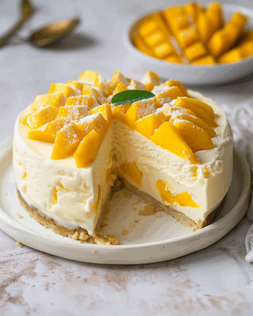 No Bake Mango Ice Cream Cheesecake