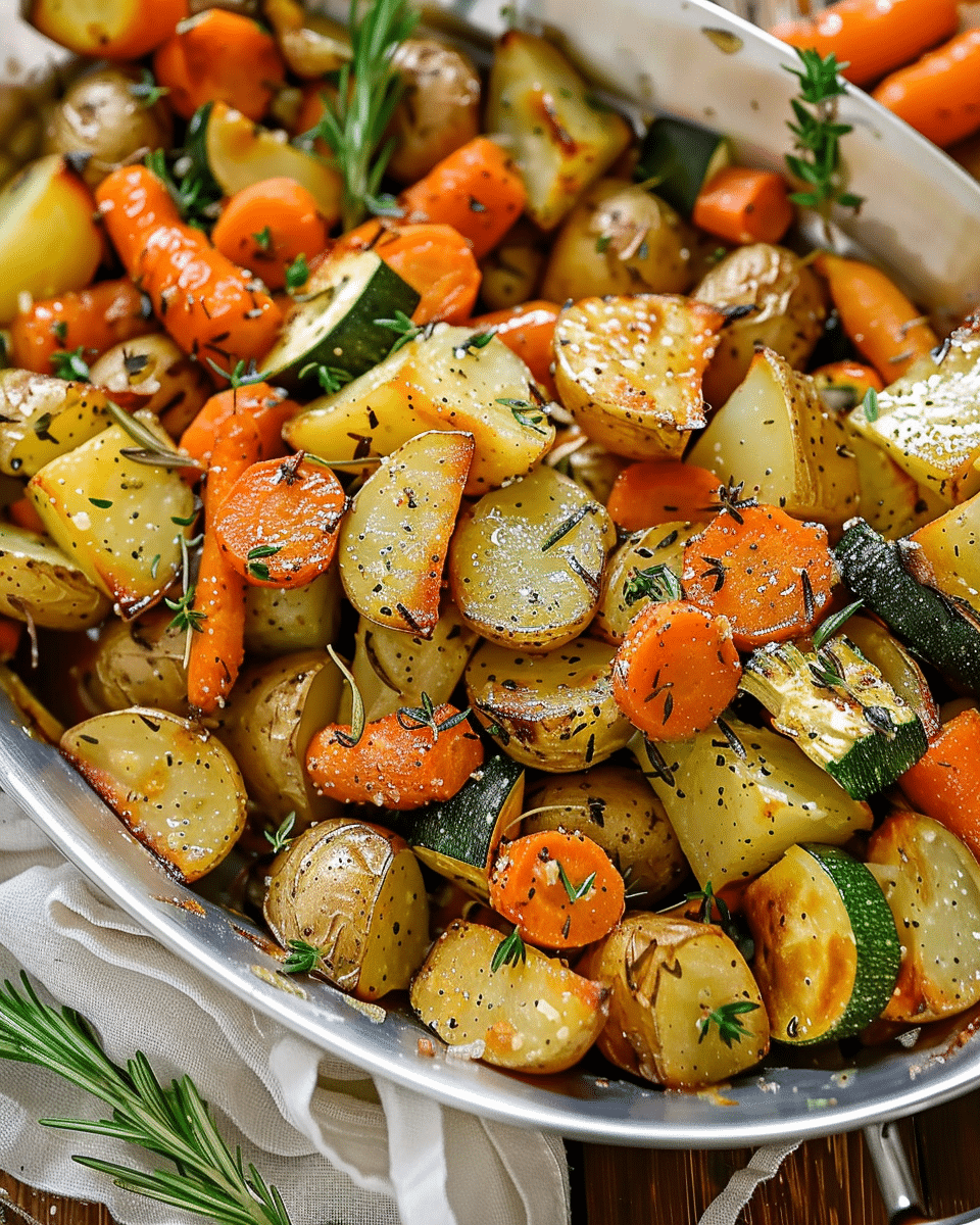 Garlic Herb Roasted Potatoes, Carrots and Zucchini