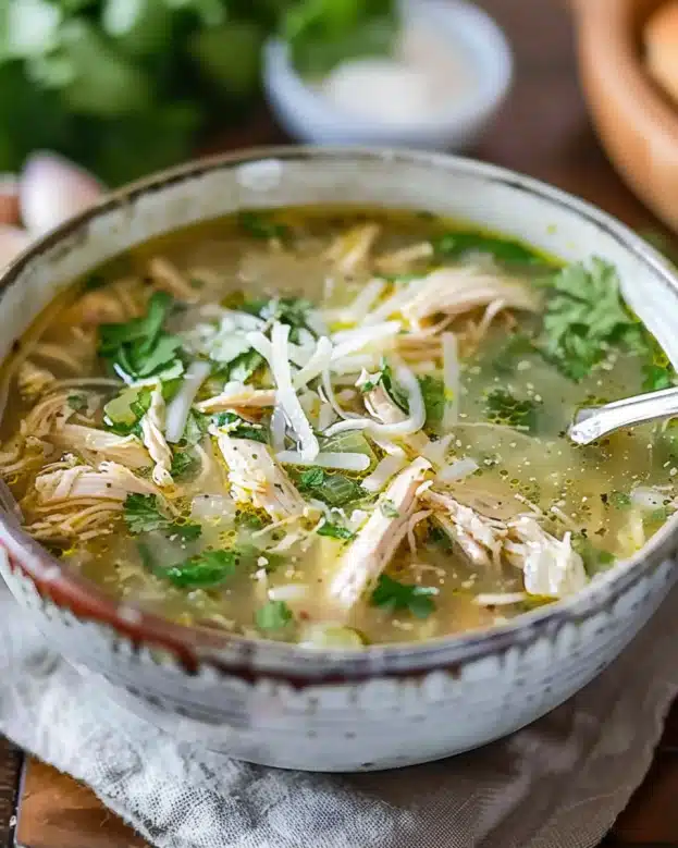 Crockpot Salsa Verde Chicken Soup