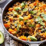 Southwest Sweet Potato, Black Bean and Rice Skillet