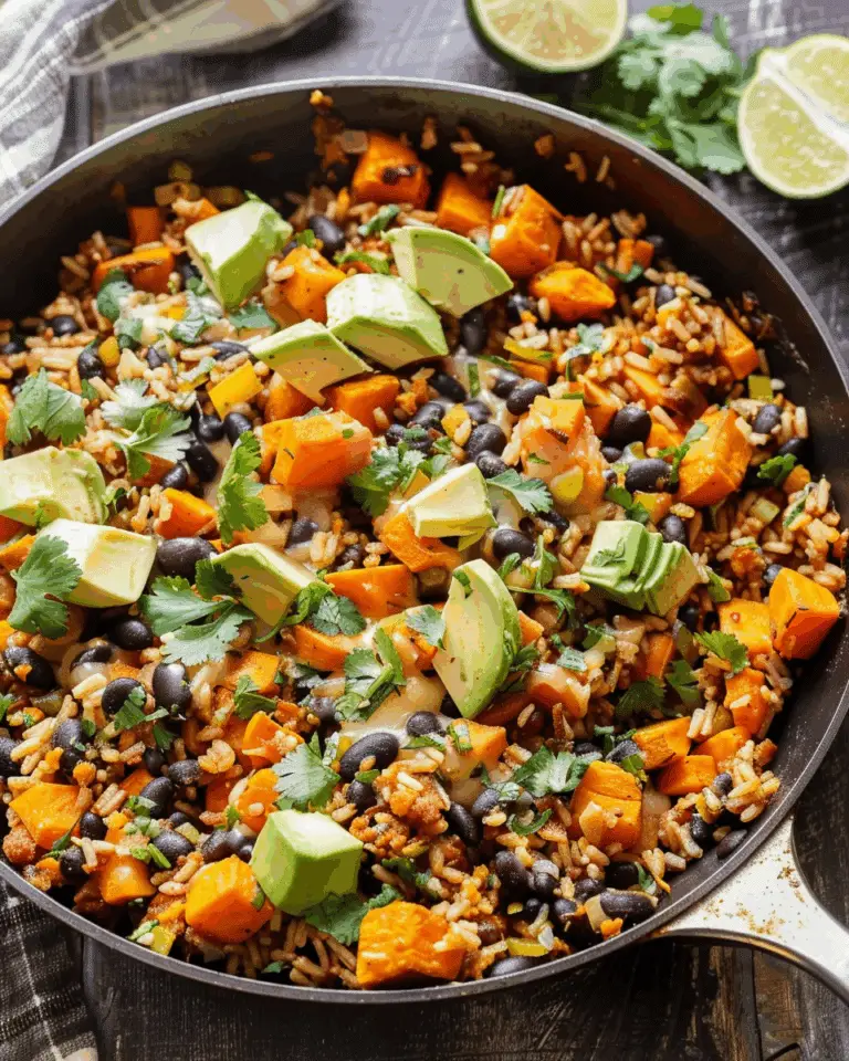 Southwest Sweet Potato, Black Bean and Rice Skillet