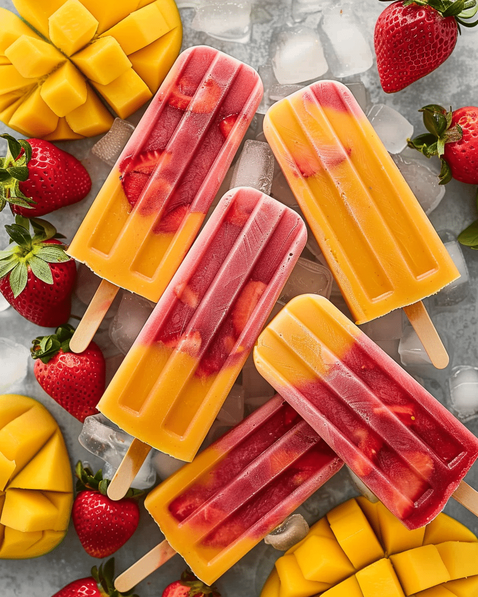 Strawberry Mango Popsicles