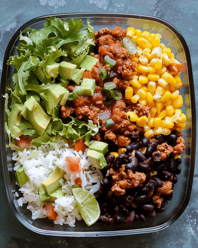 Taco Lunch Bowls with Turkey Taco Meat Recipe
