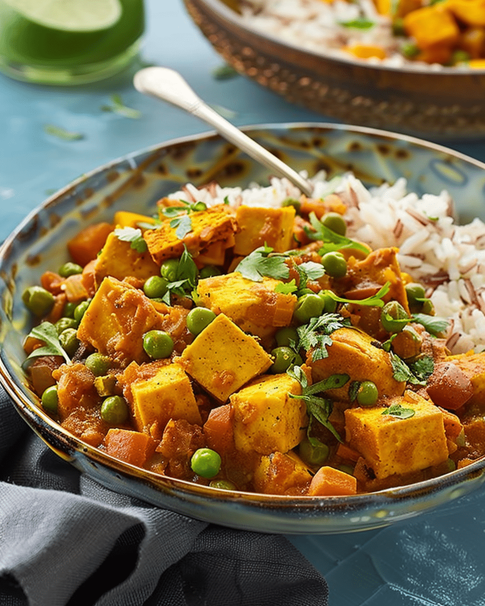 Caribbean Tofu And Sweet Potato Curry With Rice And Peas