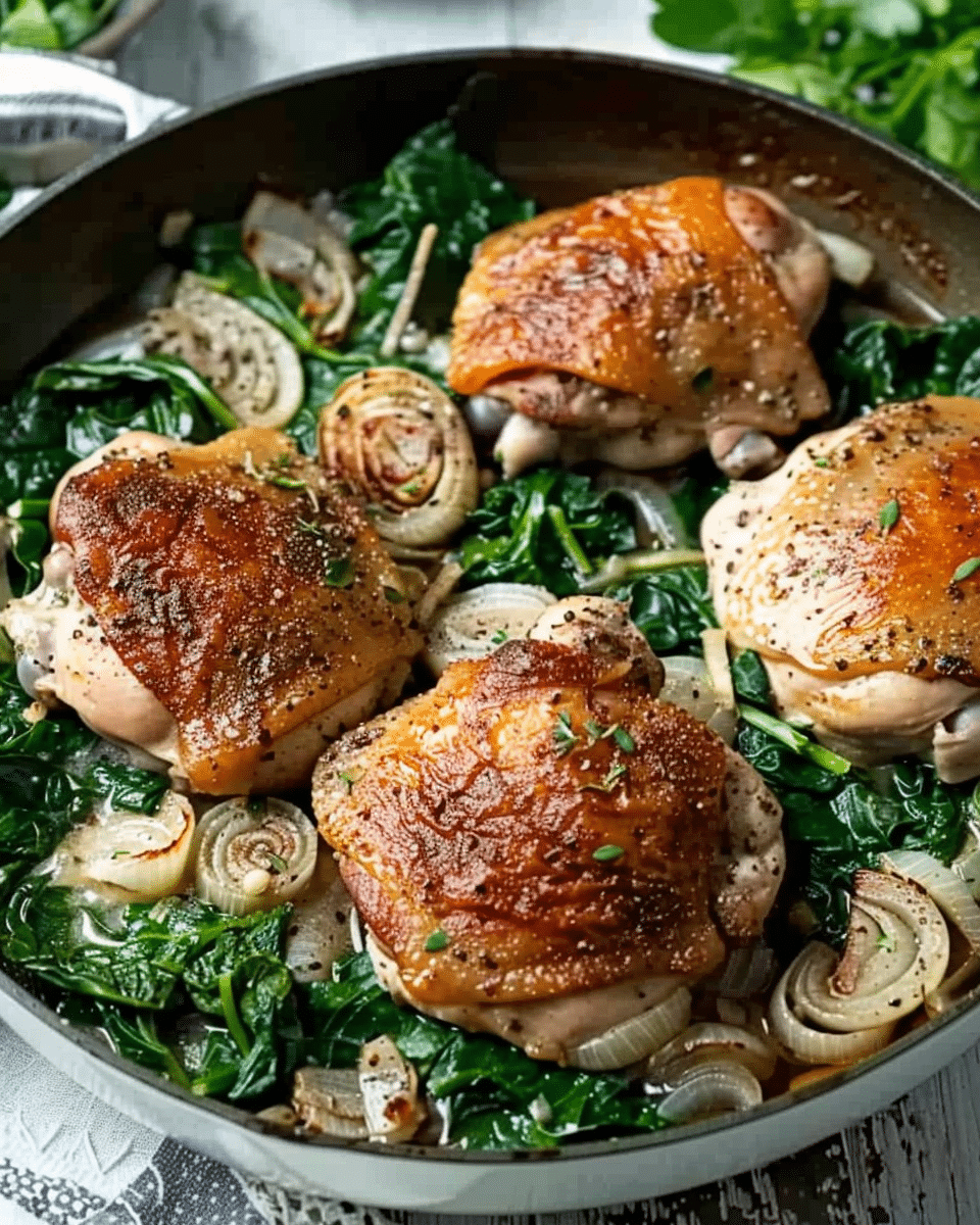Chicken Thighs with Shallots & Spinach Recipe