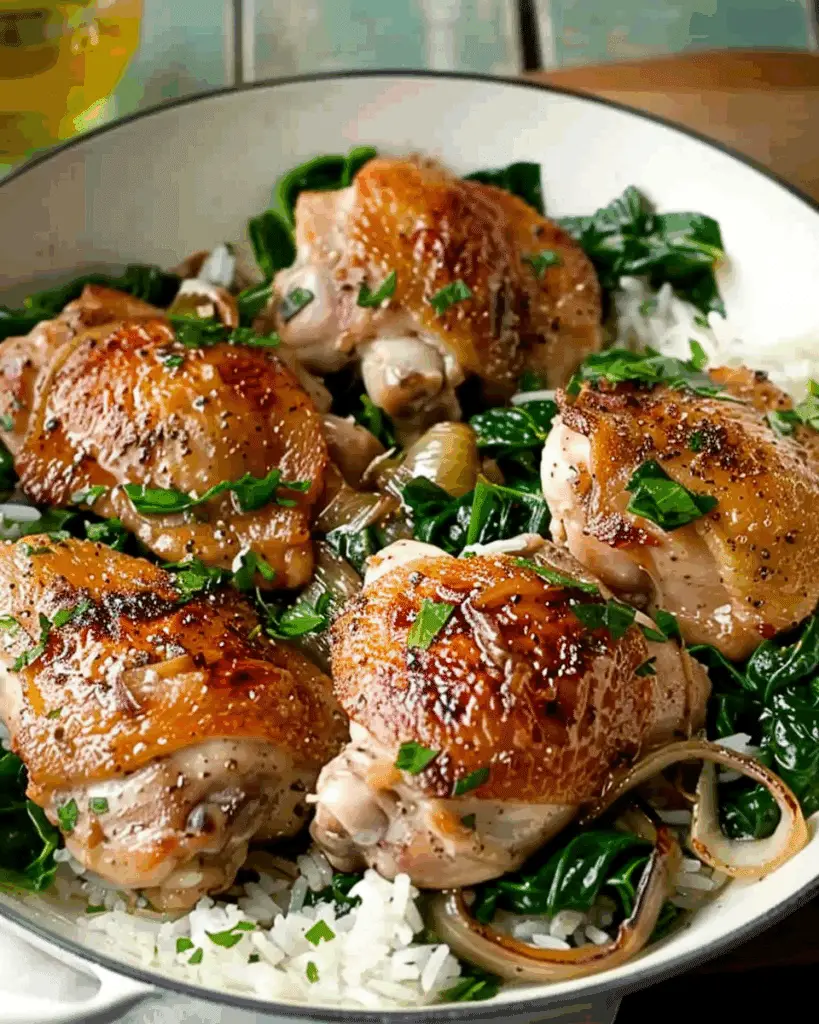 Chicken Thighs with Shallots & Spinach Recipe