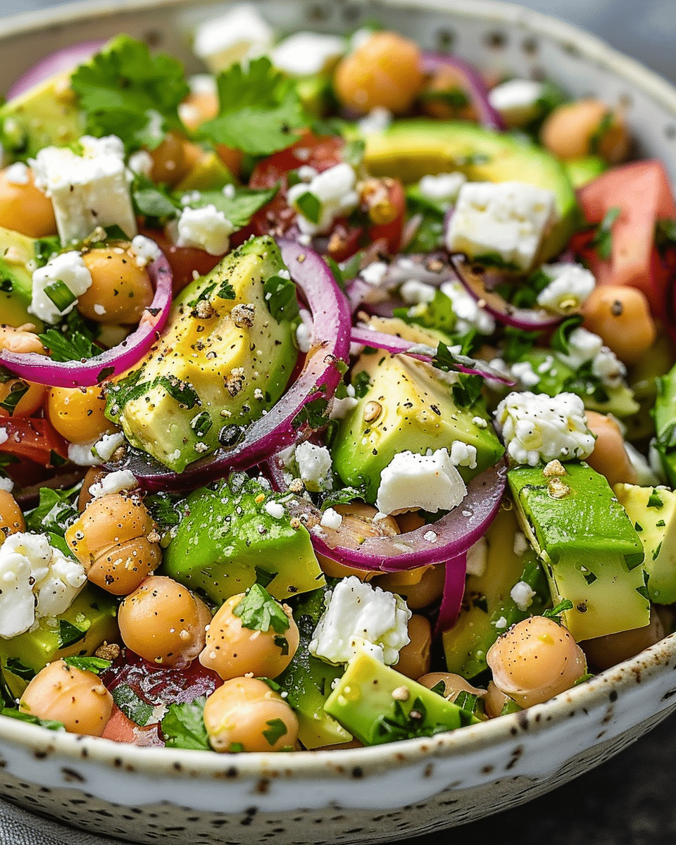 Chickpea Feta Avocado Salad