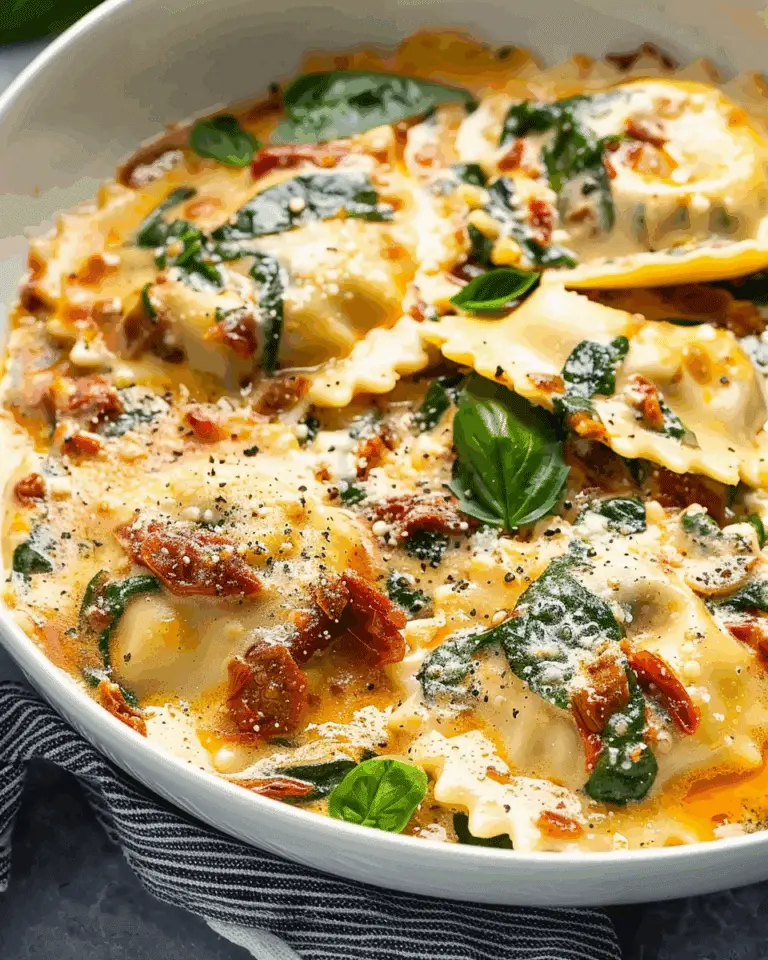 Creamy Sun-Dried Tomato And Spinach Ravioli