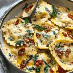 Creamy Sun-Dried Tomato And Spinach Ravioli