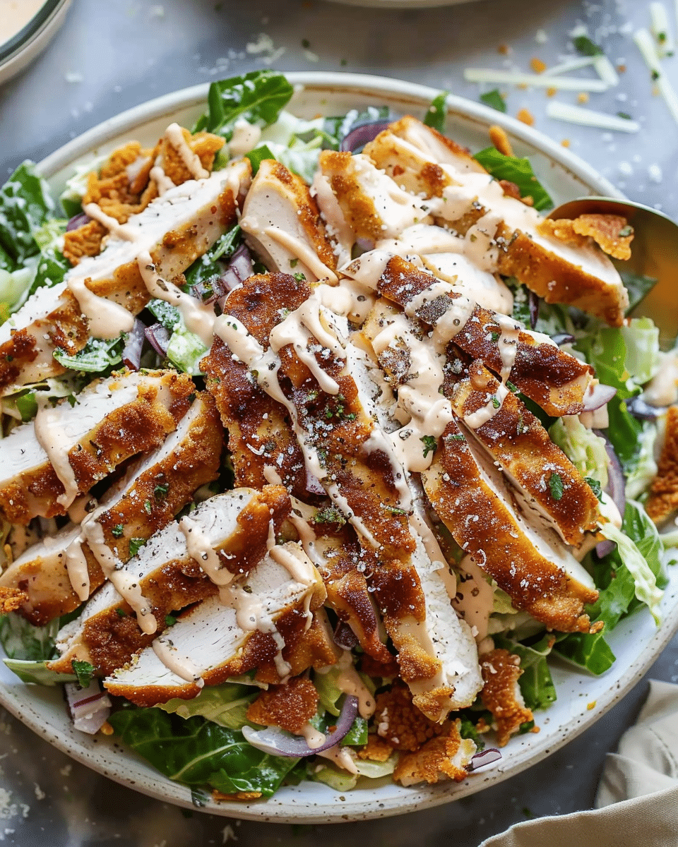 Caesar Slaw With Crispy Chicken