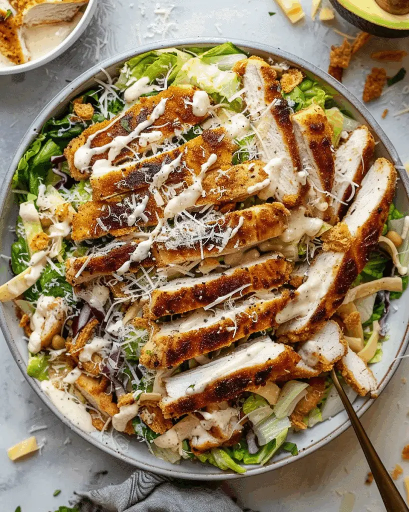Caesar Slaw With Crispy Chicken