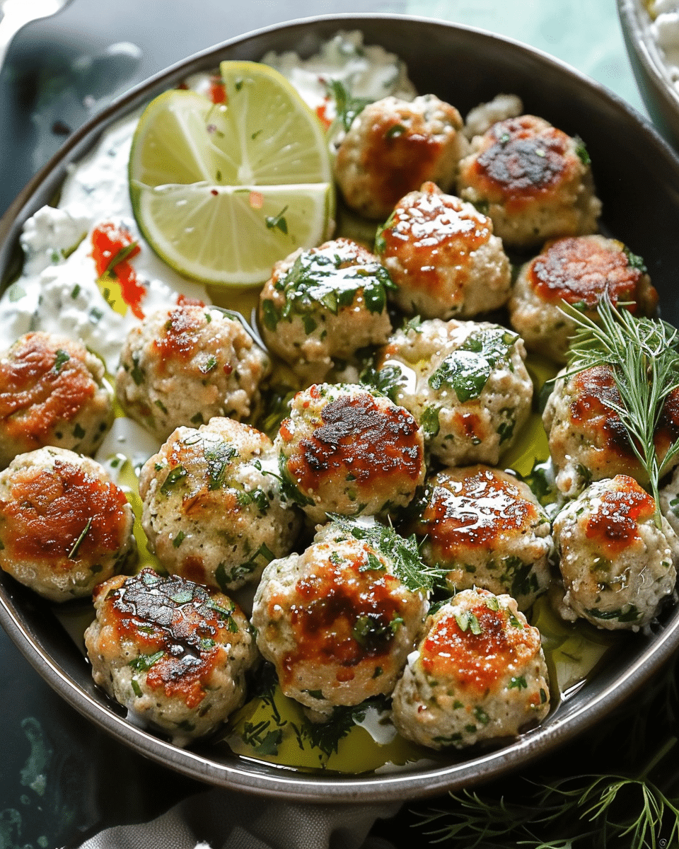 Greek Turkey Meatballs With Tzatziki Sauce