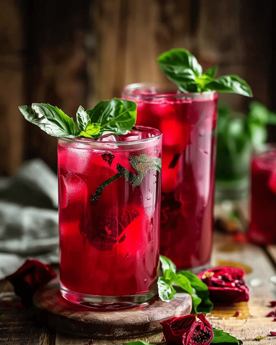 Hibiscus, Lemongrass And Basil Honey Sweet Iced Tea