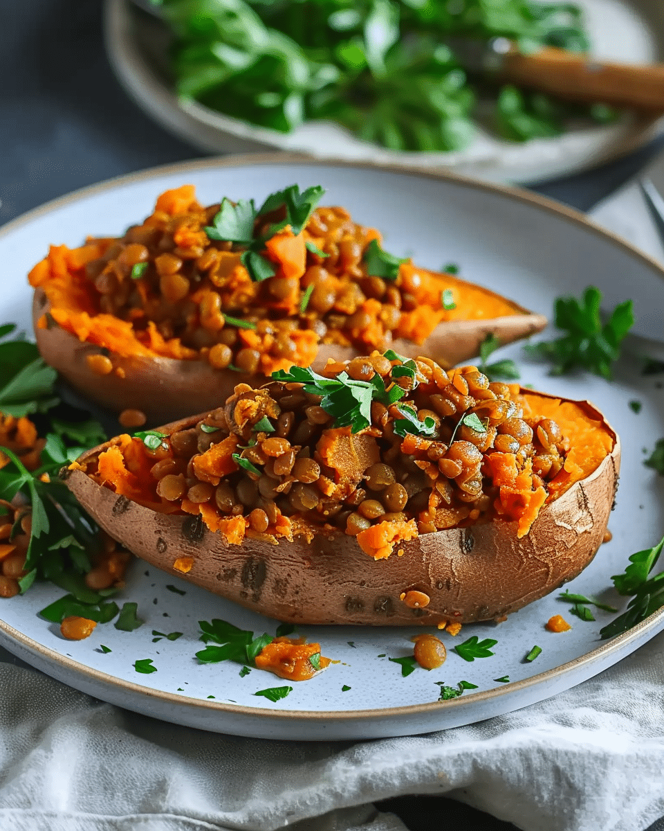 Lentil Stuffed Sweet Potatoes Recipe